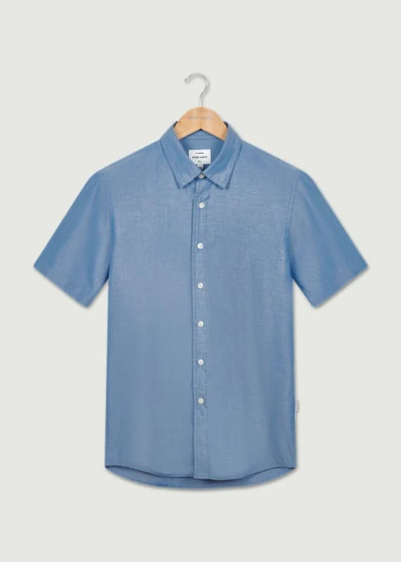 Peter Werth Mens Jim SS Shirt in Indigo Size: Medium Indigo Male M