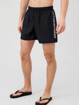 Emporio Armani EA7 Silver Logo Swim Shorts Black Size L Men