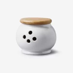 Porcelain Garlic Pot with Wooden Lid