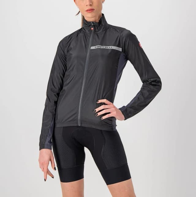Castelli Squadra Stretch Womens Windproof Jacket M Light Black/Dark Grey - Cycles UK