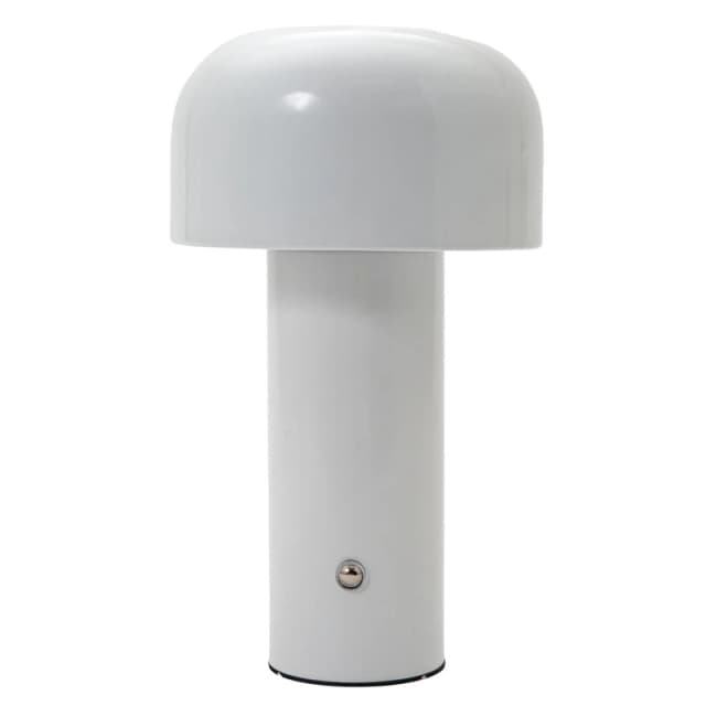 Happy Homewares Modern Gloss Mushroom Style Rechargeable LED Touch Dimmable Table Lamp in White White Unisex