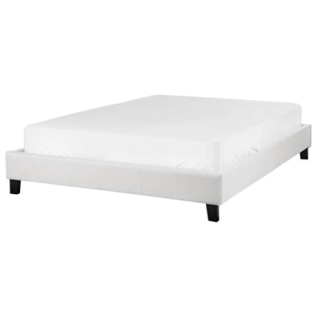 Beliani Bed Without Headboard Fabric Roanne 140 X 200 Cm (Eu Double) Light Grey