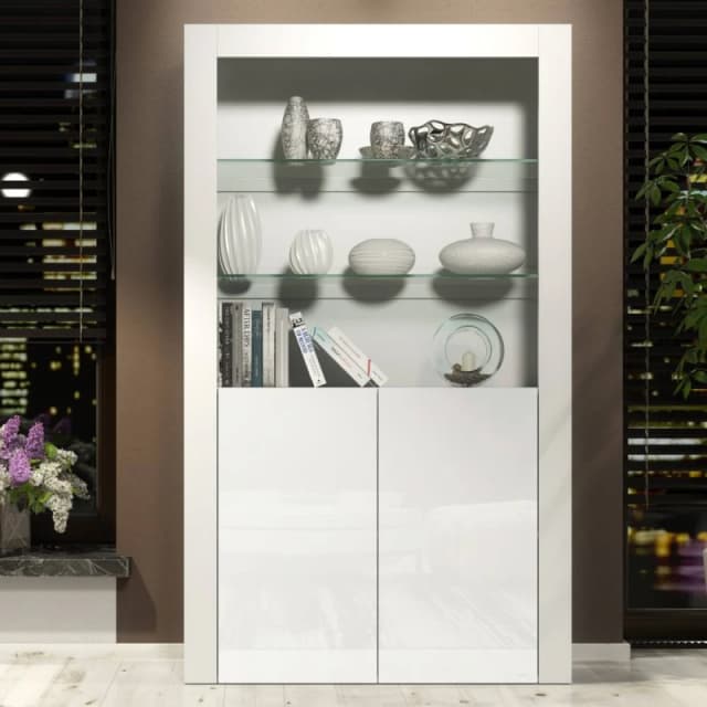Creative Furniture Spectrum Display Cabinet 170cm - White with Gloss Doors White Unisex