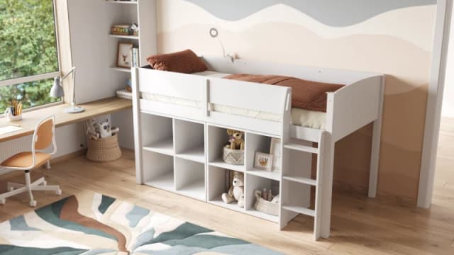 Flair Loop Mid Sleeper Bed Cube Unit Set in White Size: Single White Unisex Single
