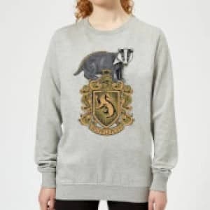 Harry Potter Hufflepuff Drawn Crest Womens Sweatshirt - Grey - 3XL