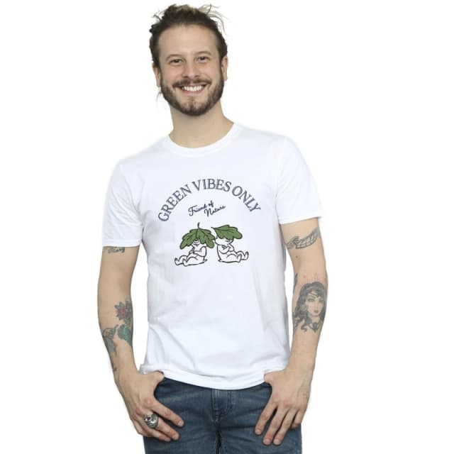 Disney Men Chip 'n Dale Green Vibes Only T-Shirt in White Size: Small White S Male 5063283651517