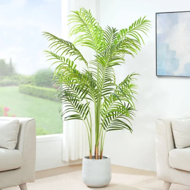 MCC Direct Artificial Palm Tree Plant with Plastic Planter Pot 140cm Multicolor Unisex