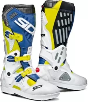 Sidi Atojo SRS Motocross Boots White Blue Yellow