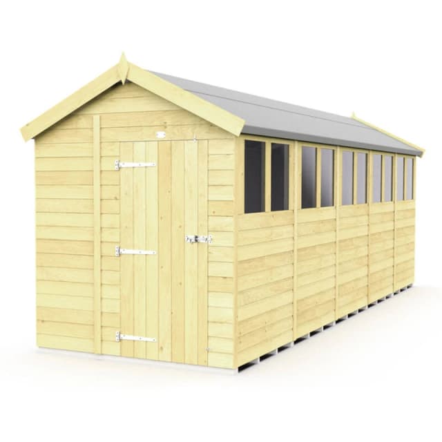 Flat Pack Sheds DIY Sheds 7 x 20 Apex Shed, Brown 7X20AFF