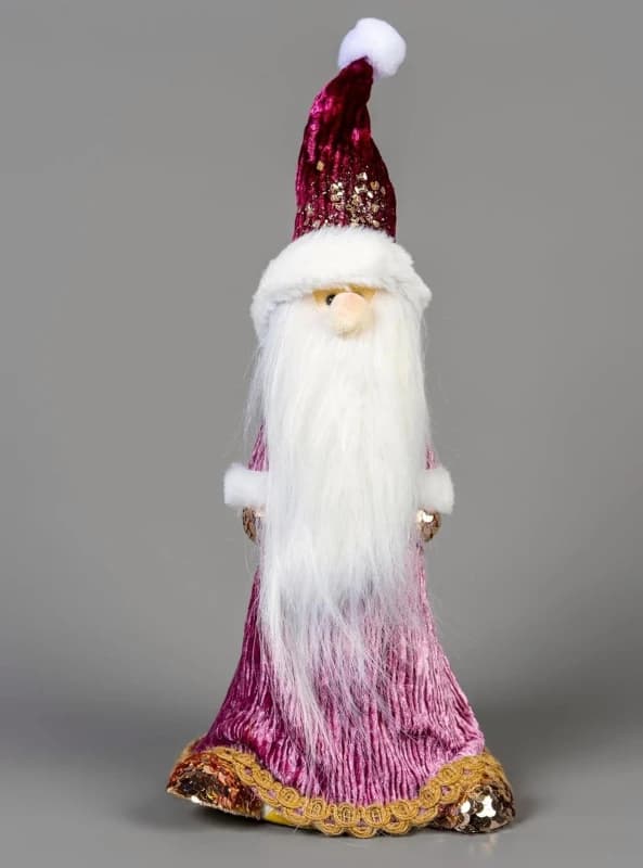 Shatchi 66cm Burgundy Santa - Christmas Figurine Pink