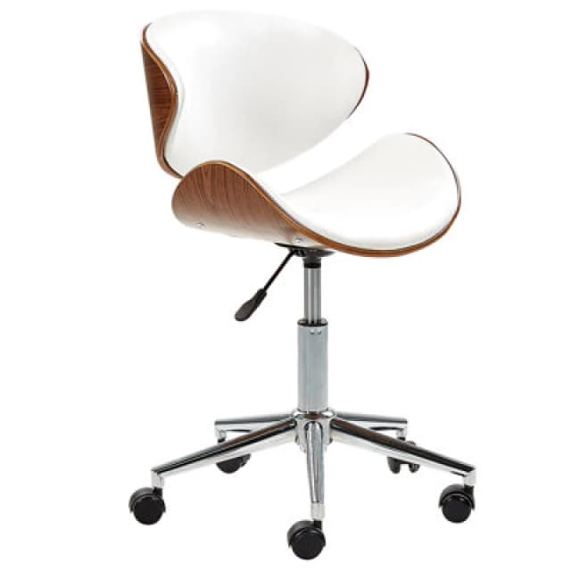 Beliani Desk Chair Swivel Rotterdam Faux Leather White
