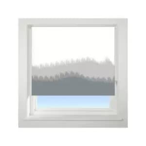 Universal - Blur Border Patterned Thermal Blackout Roller Blind, Grey, W120cm