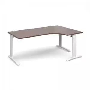 TR10 deluxe right hand ergonomic desk 1800mm - white frame and walnut