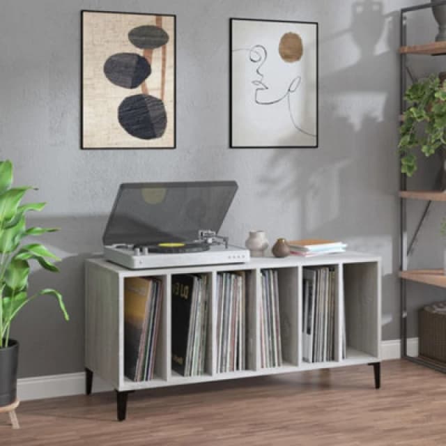 VIDAXL Record Cabinet Grey Sonoma 100x38x48cm Engineered Wood Vidaxl 8720845878931