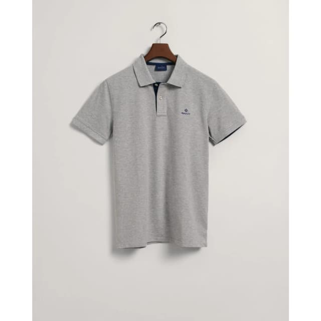Gant Contrast Collar Pique Polo Shirt - Grey Grey S