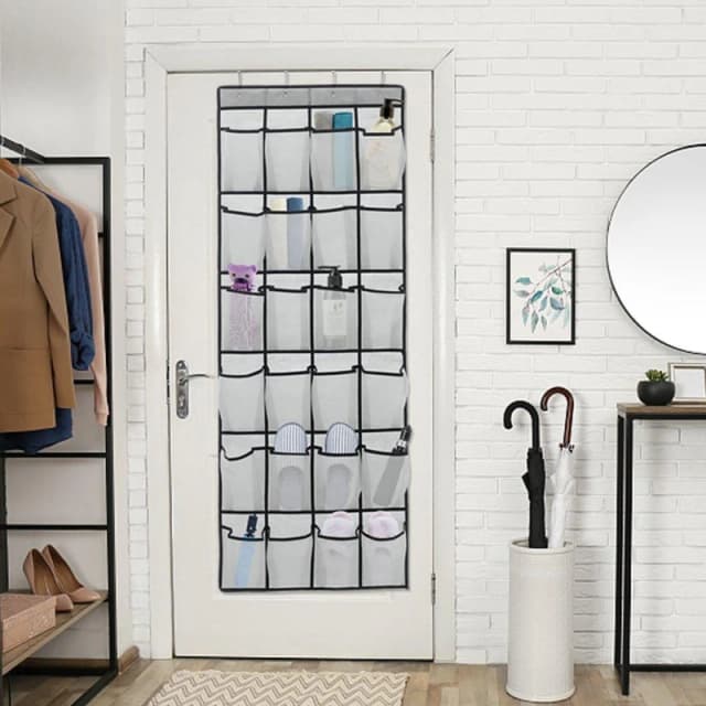 LIFE IDEAS 3pcs 24-Pocket Over Door Hanging Storage Bag Grey/Black unisex 3pcs