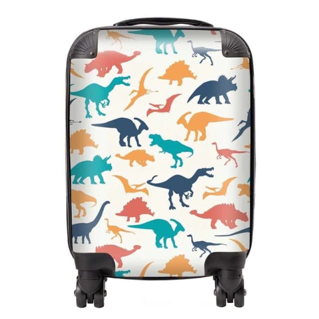 Warren Reed - Designer Multicoloured Dinosaurs Suitcase in Blue Size: Large Blue Unisex Large