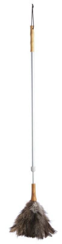 Living Nostalgia Genuine Ostrich Feather Duster with Telescopic Handle Extendable 102 -152cm Grey