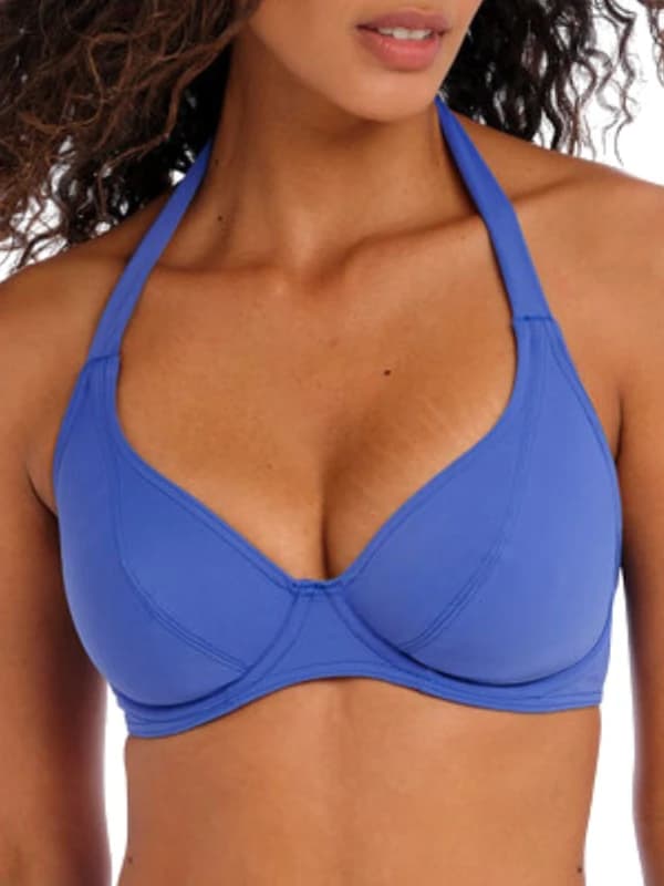 Freya Womens Jewel Cove Halter Bikini Top in Blue Size: 32F Blue Female 32F