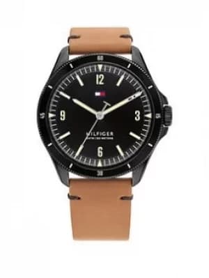 Tommy Hilfiger Maverick Black Dial Brown Leather Strap Watch, Brown, Men