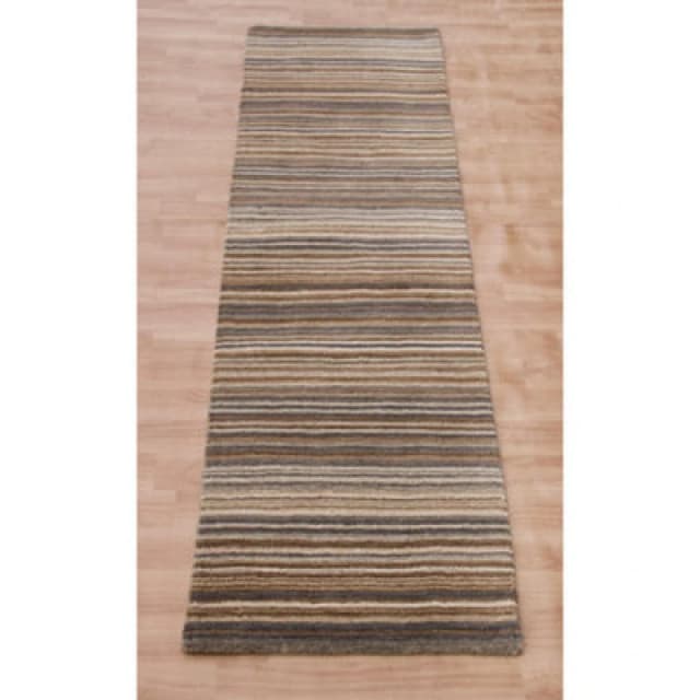 Melrose Mubai Stripe Wool Made Natural Runner Area Rug 060/230Cm