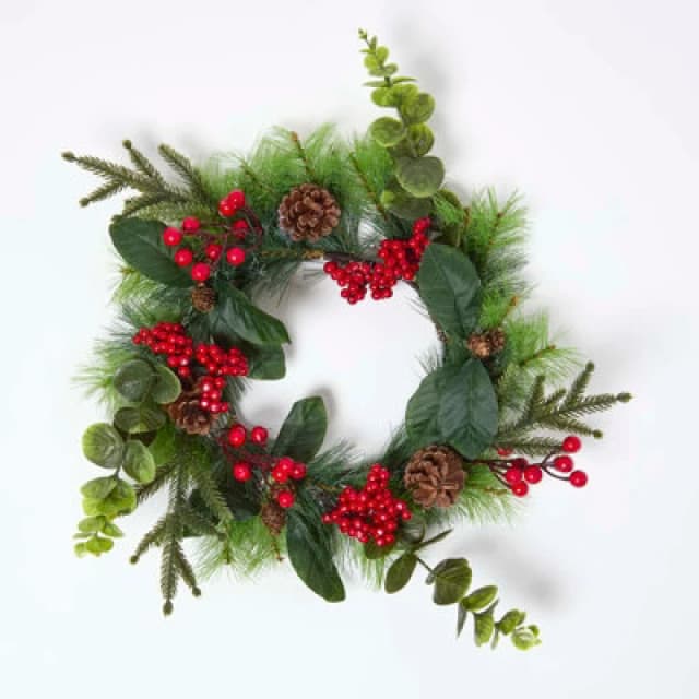 Homescapes Artificial Winter Woodland And Eucalyptus Wreath