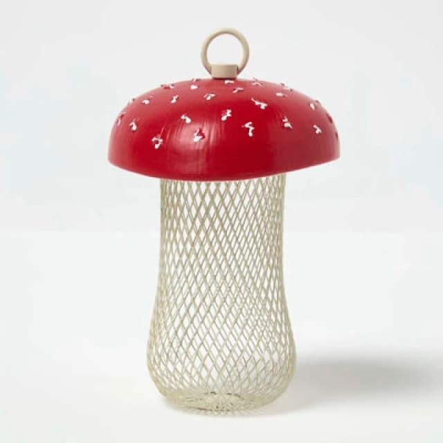 Homescapes Red Mushroom Hanging Bird Feeder