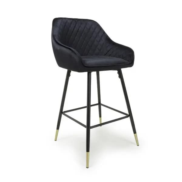 Shankar Savanna Brushed Velvet Black Bar Stools - Black 545296cm