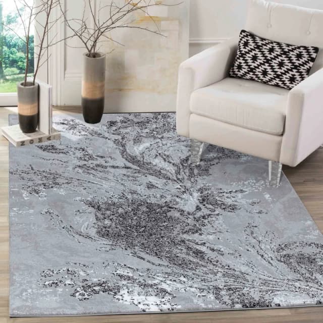Modern Abstract Water Flow Grunge Texture Area Rugs Black 160X230 Cm