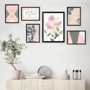 SET_023 Multicolor Decorative Framed Painting (6 Pieces)