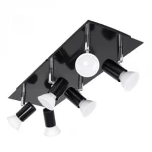 Consul 6-Way Rectangular Plate Spotlight Fitting in Black