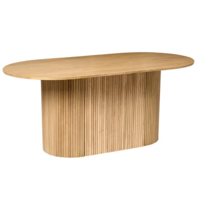 Beliani Dining Table Lunnin Light Oak 90 Cm 180 Cm