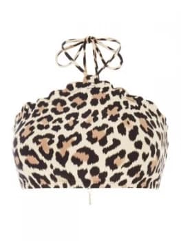 Kate Spade New York Scalloped high neck bikini top Animal
