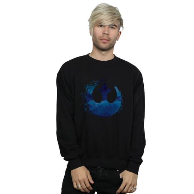Disney Men Star Wars The Rise Of Skywalker Resistance Symbol Wave Sweatshirt in Black Size: Small Black S Male 5059400287530