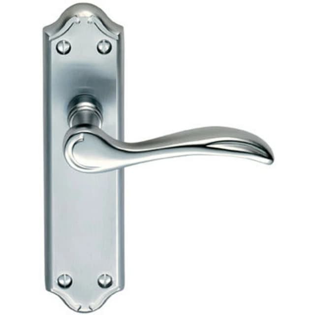 Loops PAIR Curved Door Handle Lever on Latch Backplate 180 x 45mm Satin Chrome Multi