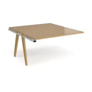 Bench Desk Add On 2 Person Rectangular Desks 1400mm Oak Tops With White Frames 1600mm Depth Fuze