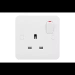 Schneider Electric Lisse White Moulded - Switched Single Power Socket, 13A, Double Pole, GGBL3010D, White, Pack of 10