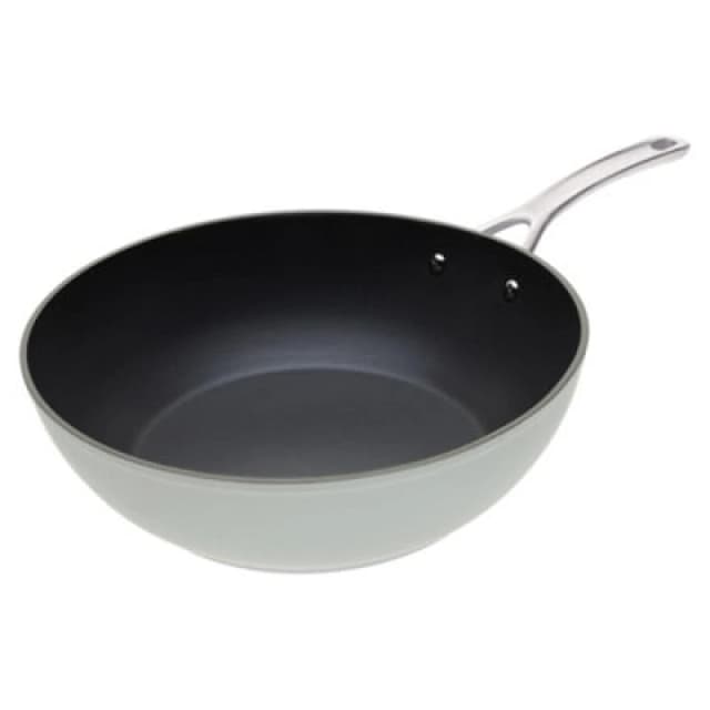 Laura Ashley Forged Aluminium Non-Stick Wok 30Cm - Sage Leaf