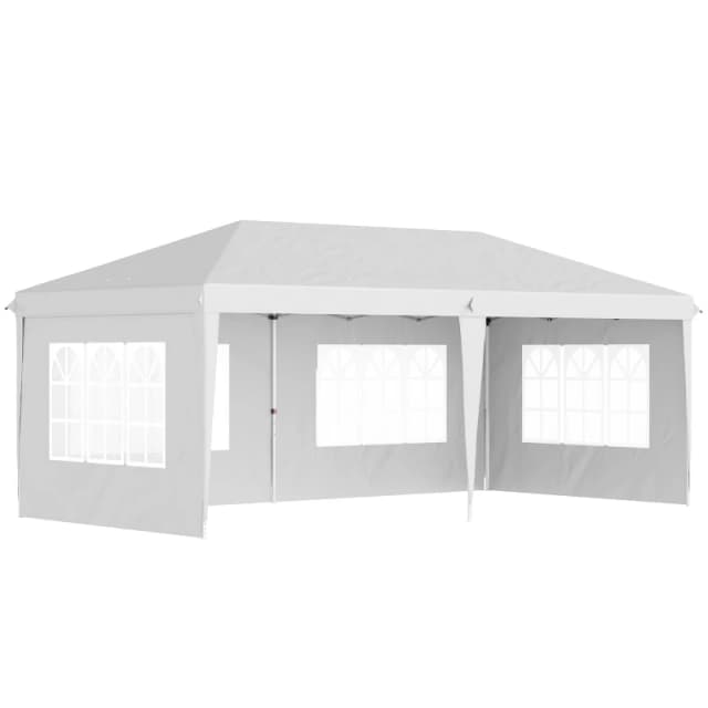 Outsunny 3 x 6m Pop Up Gazebo, Height Adjustable Marquee Party Tent with Sidewalls and Storage Bag, White Aosom UK