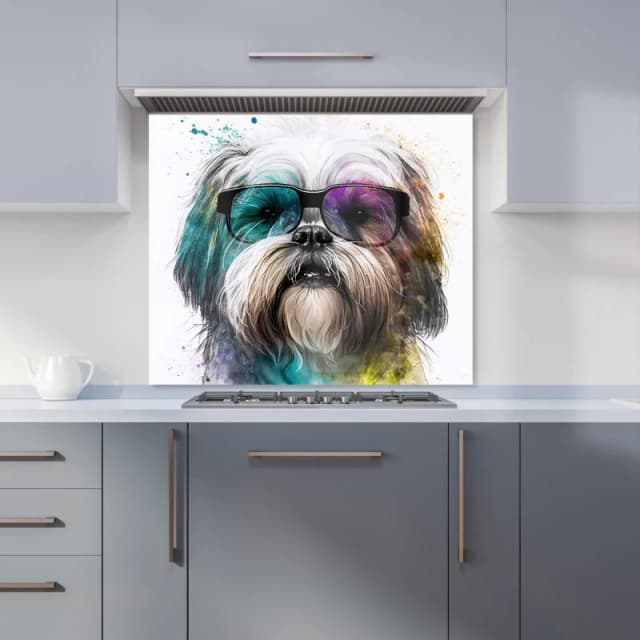 Warren Reed - Designer Lhasa Apso Face Glasses Splashart Kitchen Splashback Size: 600mm x 750mm Multicolor Unisex 600mm x 750mm