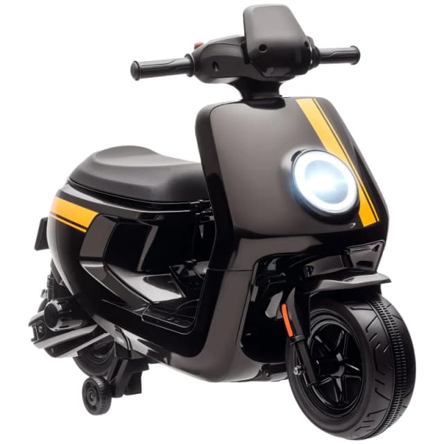 AIYAPLAY 6V Kids Electric Motorbike with Headlight and Music - Black 370-351V70BK