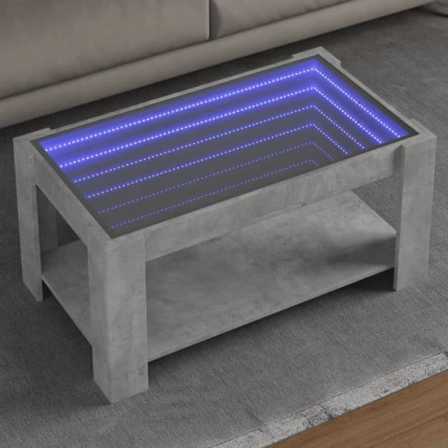 vidaXL Coffee Table with LED Concrete Grey 93x53x45cm Engineered Wood, Grey 847556