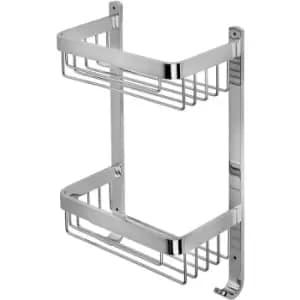 Rust Free Aluminium Large Two Tier Bathroom Storage Shower Basket Caddy, Chrome - Croydex