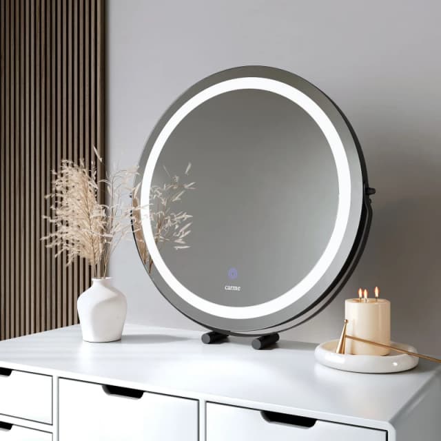 CARME HOME Riley Black Touch Sensor LED Light Mirror Black Unisex
