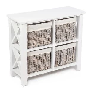 Robert Dyas Tocino Ready Assembled X Side 4-Basket Square Wooden Storage Unit