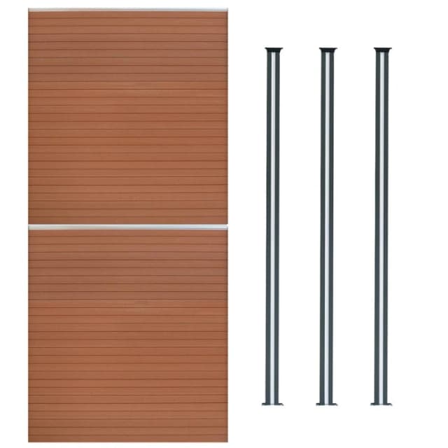 Monstershop Composite Fence Panels & LED Posts 6ft x 11.5ft - Brown Brown Unisex
