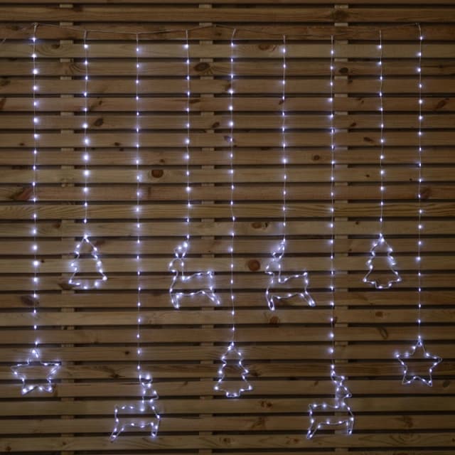1.2 x 1.1m Christmas Window Curtain Light with 327 Cool White LEDs