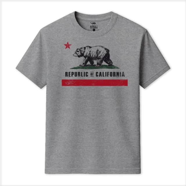 Republic of California Old Flag T-Shirt Grey Marl male Small