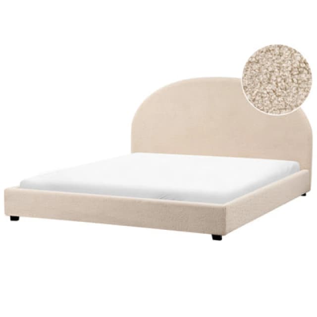 Beliani Bed Boucle Vaucluse 180 X 200 Cm (Eu Super King) Beige