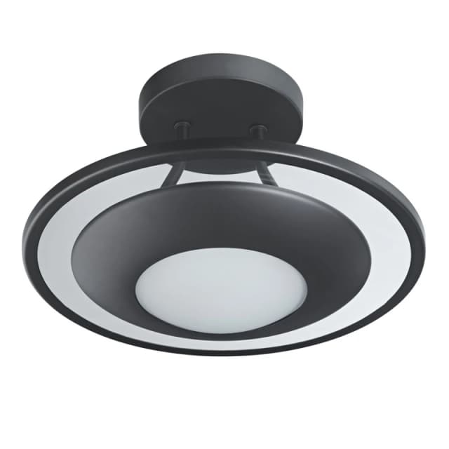 Happy Homewares Semi Flush Energy Saving LED Ceiling Light in Brushed Metal Finish in Black Unisex